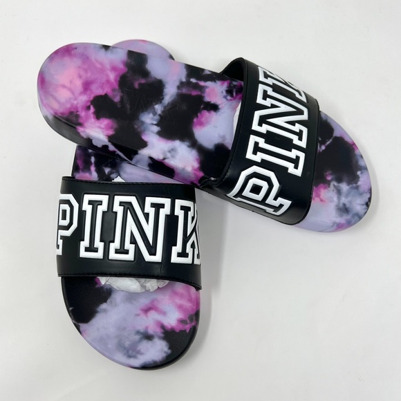 VS PINK Single Strap Slides Tie Dye L (9/10) - Picture 9 of 12